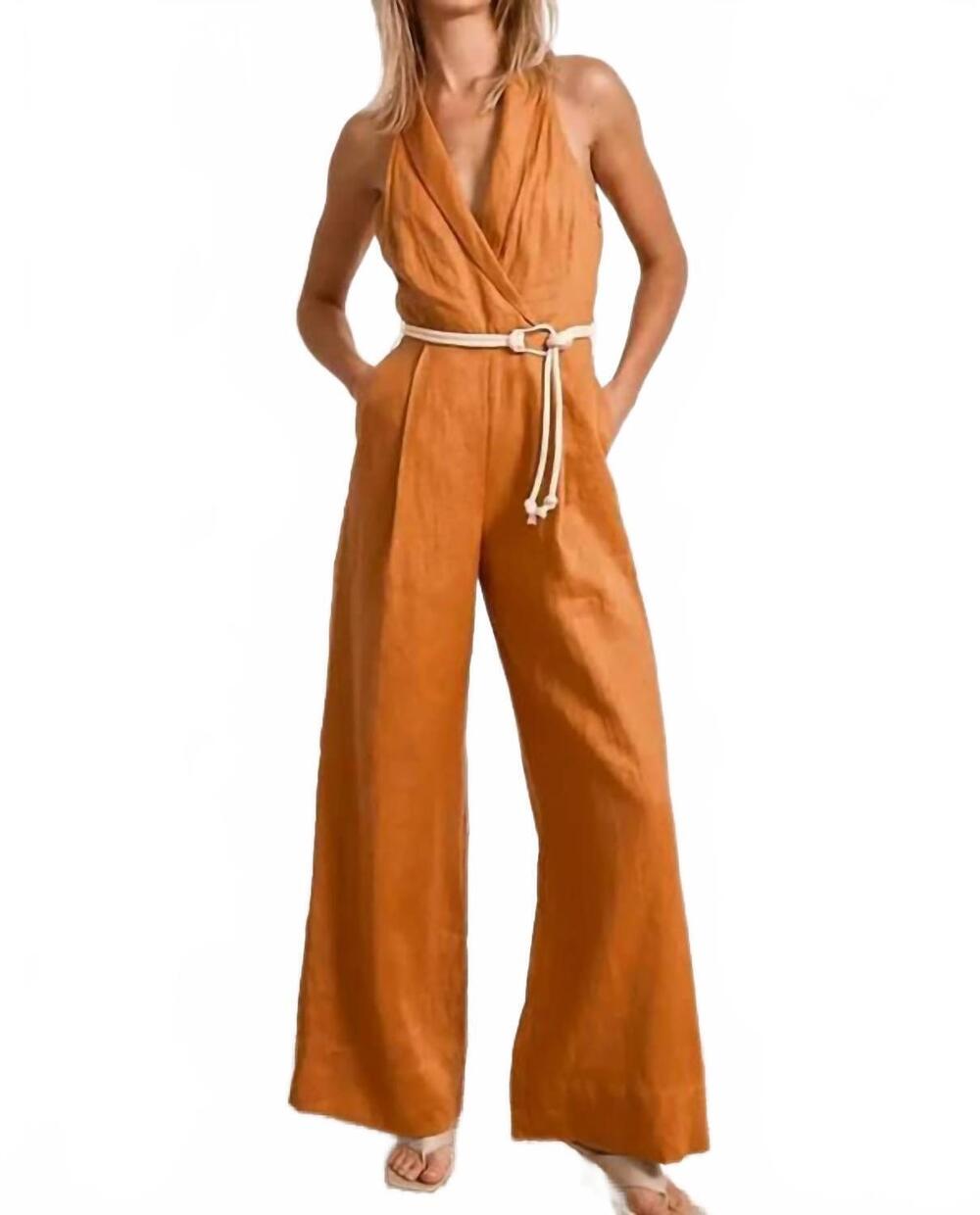 NEW MON RENN bask jumpsuit in tabacco